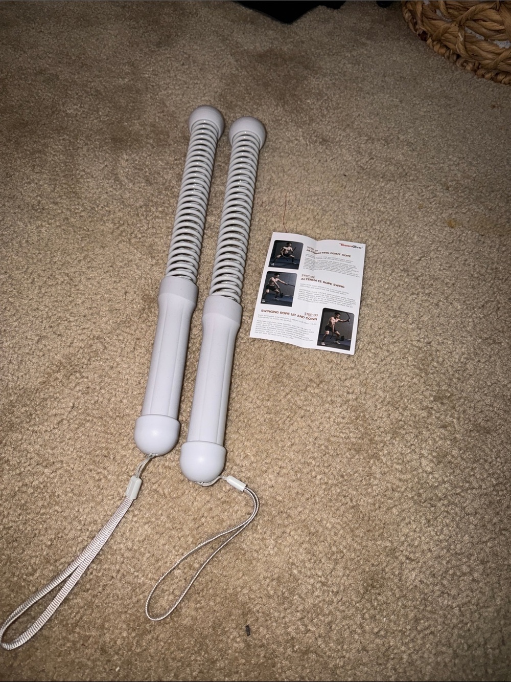 Portable White Handheld spring exercise rope (Pair)